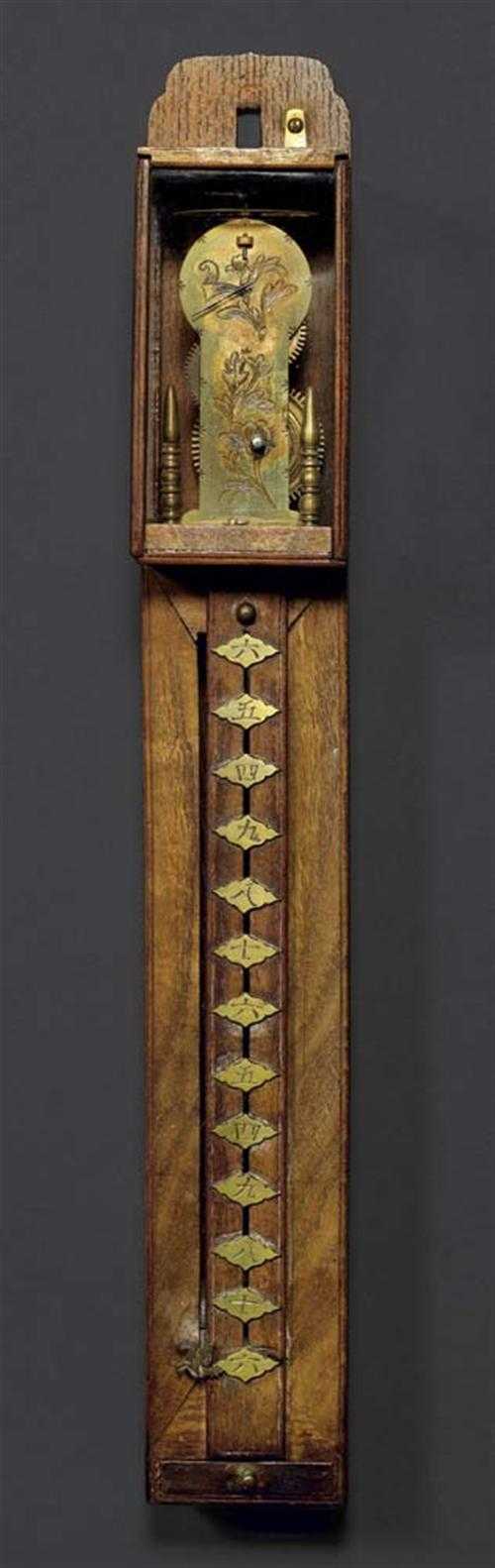 Appraisal: JAPANESE CLOCK Japan Meiji period - Wood and brass Glazed