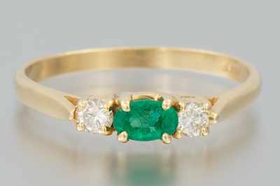 Appraisal: A Ladies' Emerald and Diamond Ring k yellow gold band