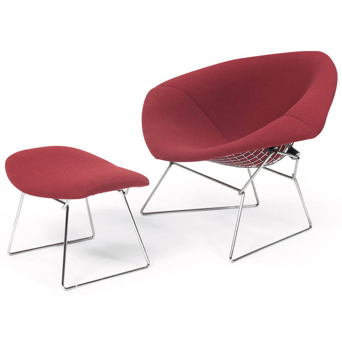 Appraisal: Harry Bertoia Wide Diamond chair and ottoman by Knoll white