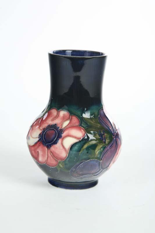 Appraisal: MOORCROFT VASE Bulbous form with Anemone decoration on a cobalt