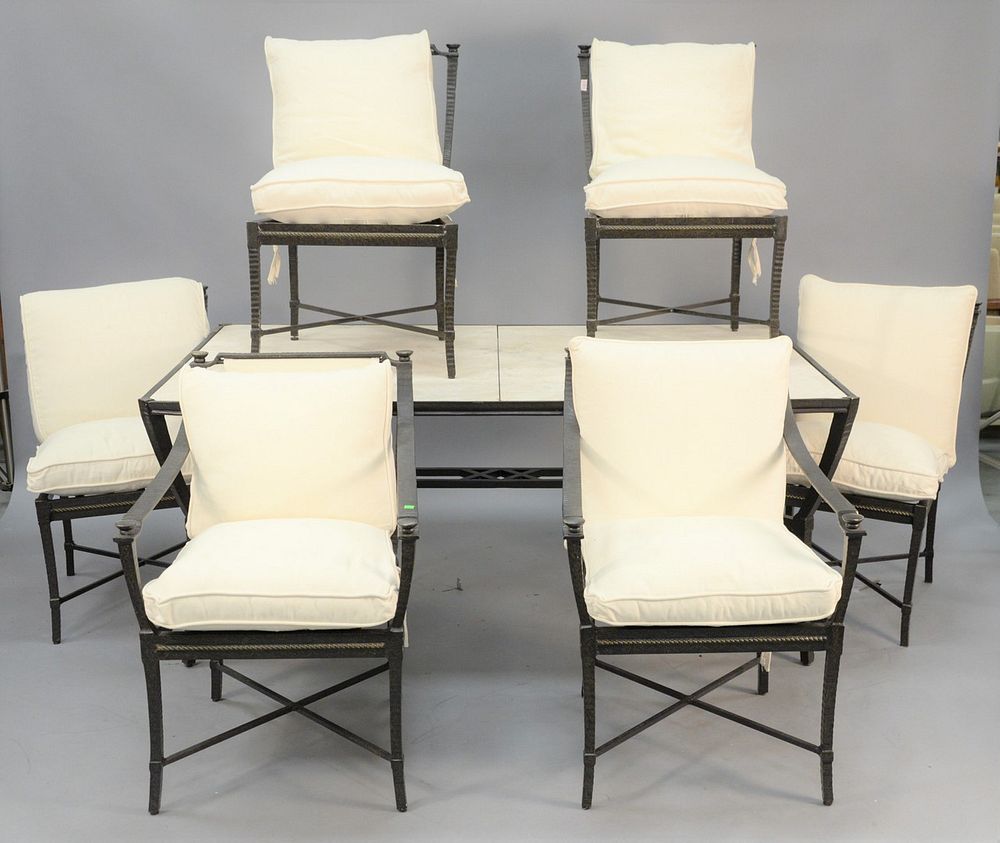 Appraisal: Richard Frinier for Century seven-piece outdoor patio set to include