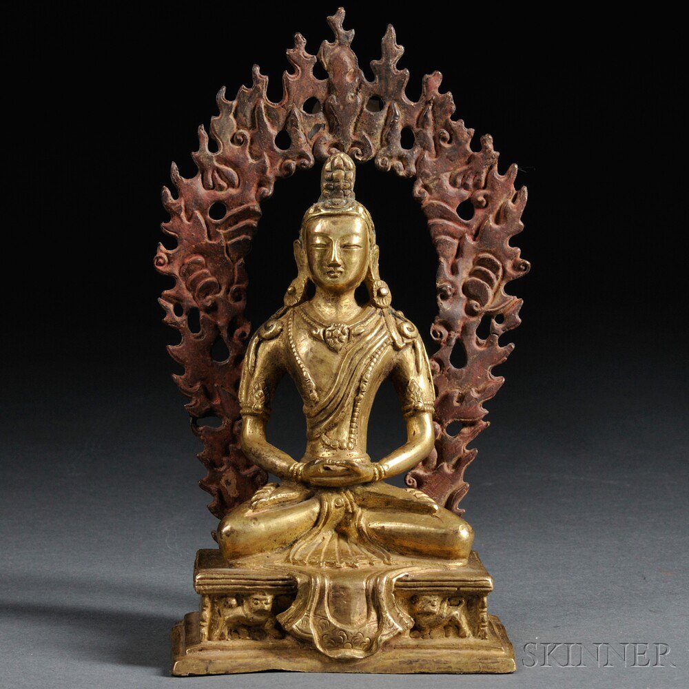 Appraisal: Gilt-bronze Figure of Amitayus China the figure modeled with his