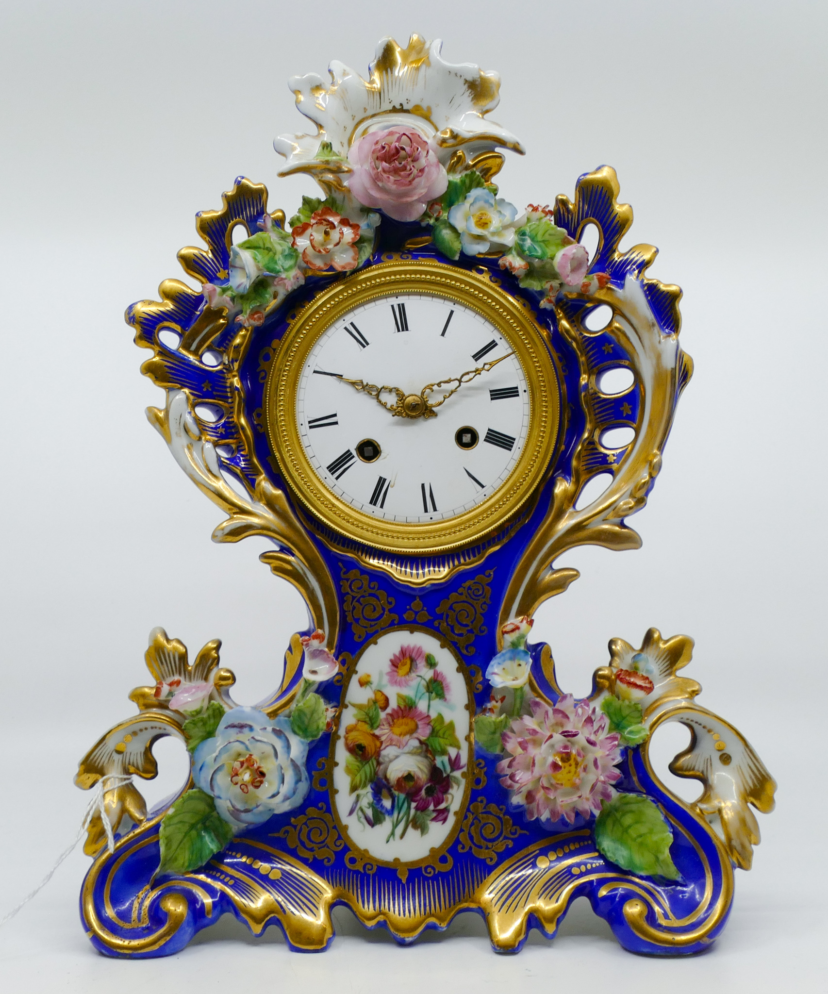 Appraisal: Antique Old Paris Gilt Cobalt Porcelain Shelf Clock ''