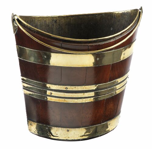 Appraisal: A George III mahogany and brass bound peat bucket of