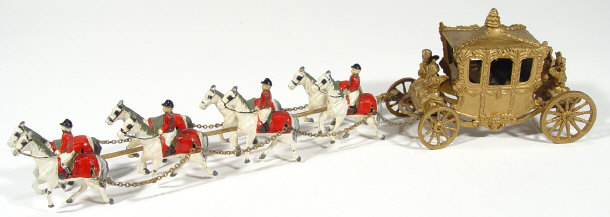 Appraisal: Painted metal Coronation coach with horses and riders cm in