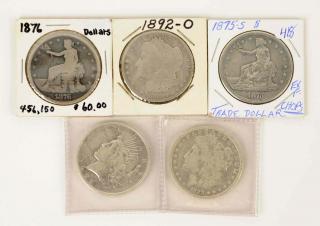 Appraisal: Lot Of Coins Includes two Morgan Silver Dollars O and