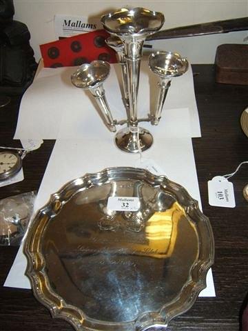 Appraisal: A silver salver with pie crust edge diameter together with