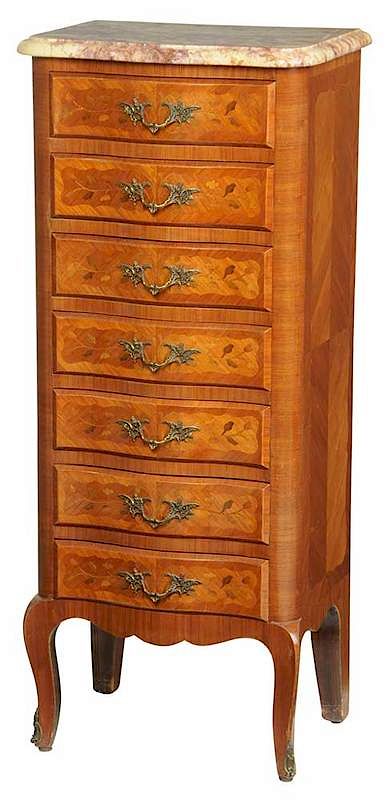 Appraisal: Louis XV Style Marquetry Semainier French th century br che