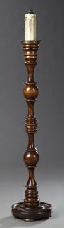 Appraisal: French Turned Birch Floor Lamp th c the dishe French