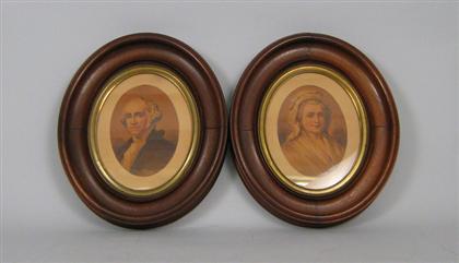 Appraisal: Two oval framed prints Depicting George and Martha Washington