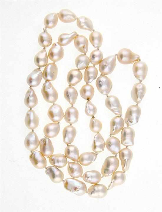 Appraisal: South Sea endless Baroque strand of pearls fifty-one - mm