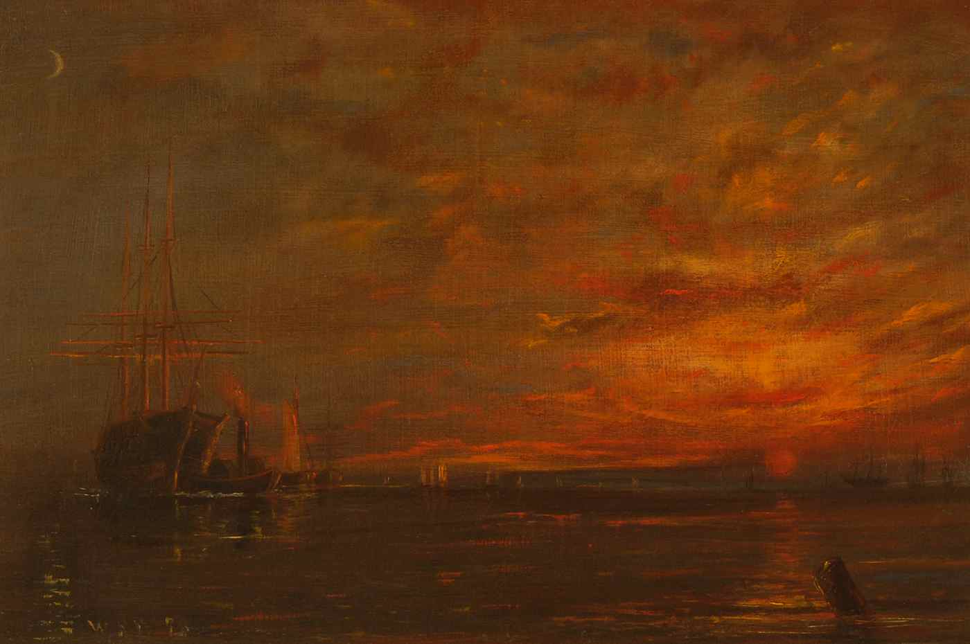 Appraisal: WILLIAM ALLEN WALLAmerican - New Bedford Fish Pier at Sunset