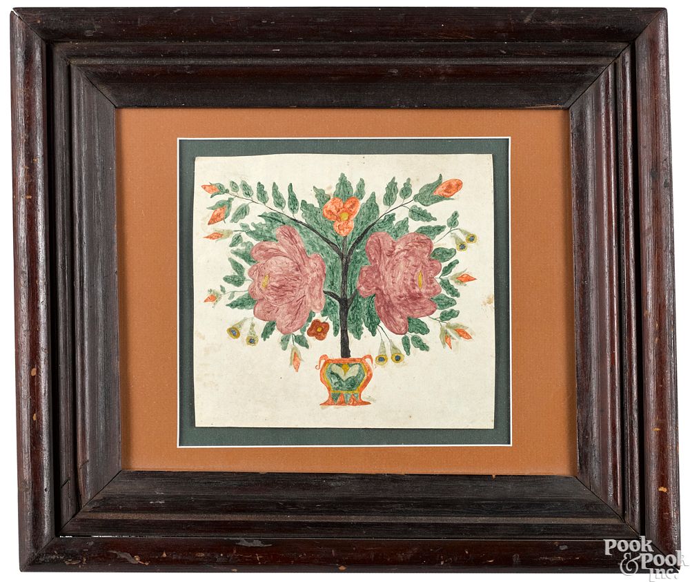 Appraisal: Three Pennsylvania Schwenkfelder frakturs Three Pennsylvania Schwenkfelder watercolor fraktur reward