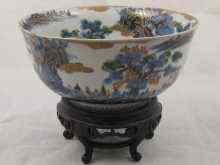 Appraisal: A Japanese ceramic bowl cm dia on hardwood stand