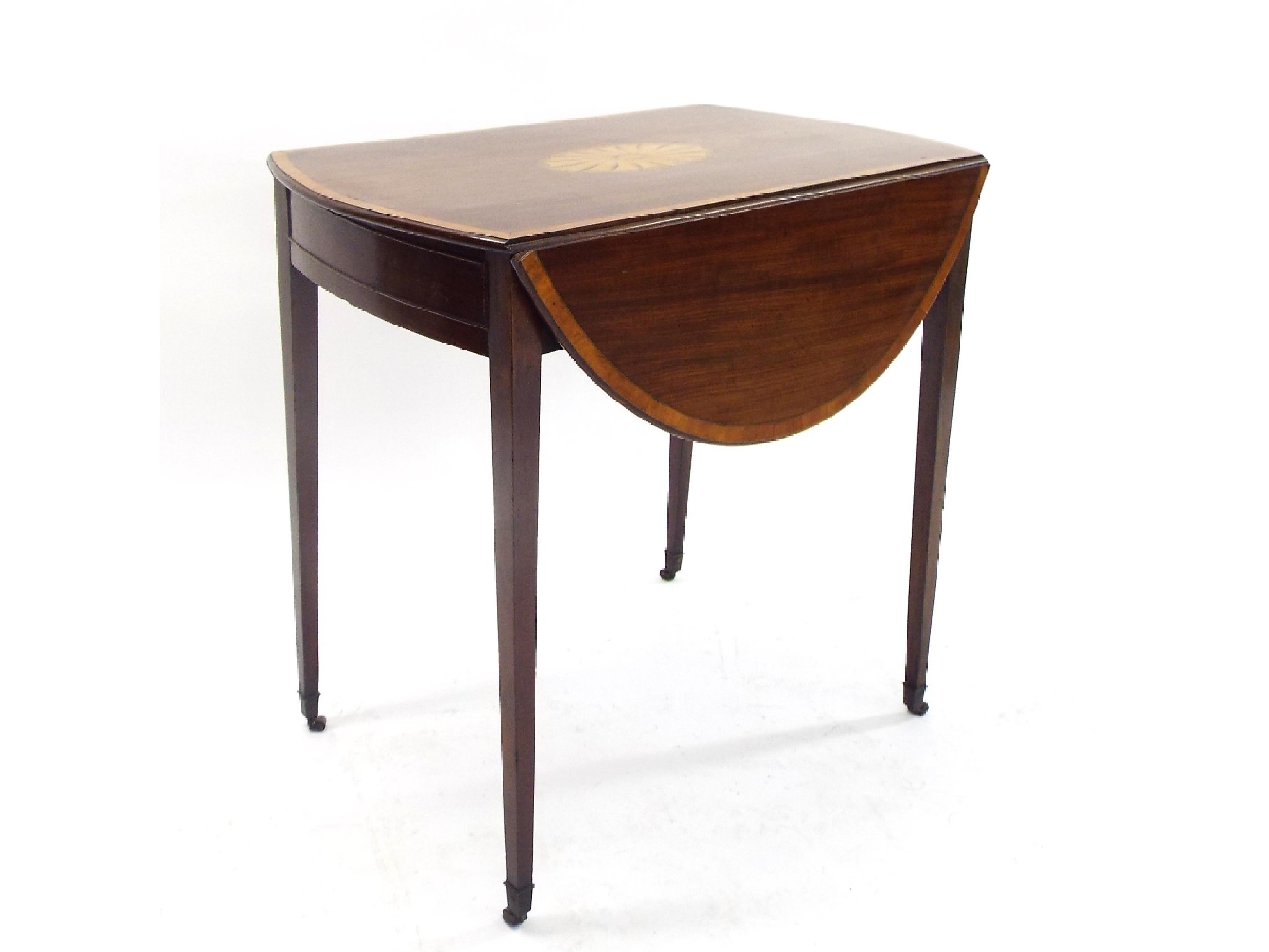 Appraisal: Attractive mahogany and satin crossbanded oval Pembroke table centrally decorated