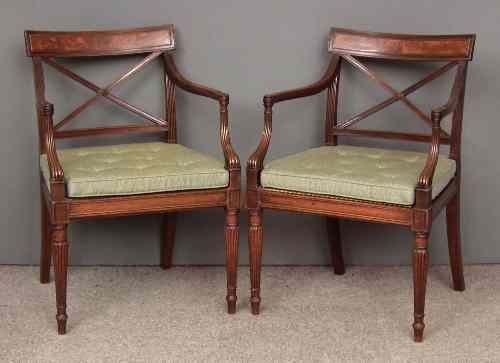 Appraisal: A good pair of George III mahogany armchairs of Sheraton