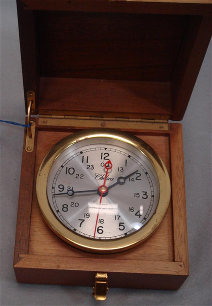 Appraisal: Chelsea quartz ships chronometer in mahogany case Estimate -