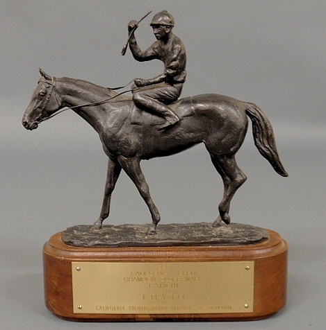 Appraisal: Bronze figure of a jockey and horse California-Bred Champion Older