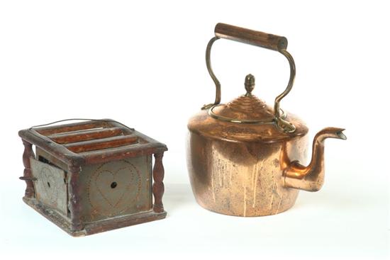 Appraisal: KETTLE AND FOOTWARMER American th century Pictured is a copper