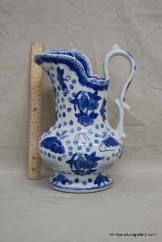 Appraisal: Large Ceramic Pottery Blue on White PitcherIs a beautiful vintage