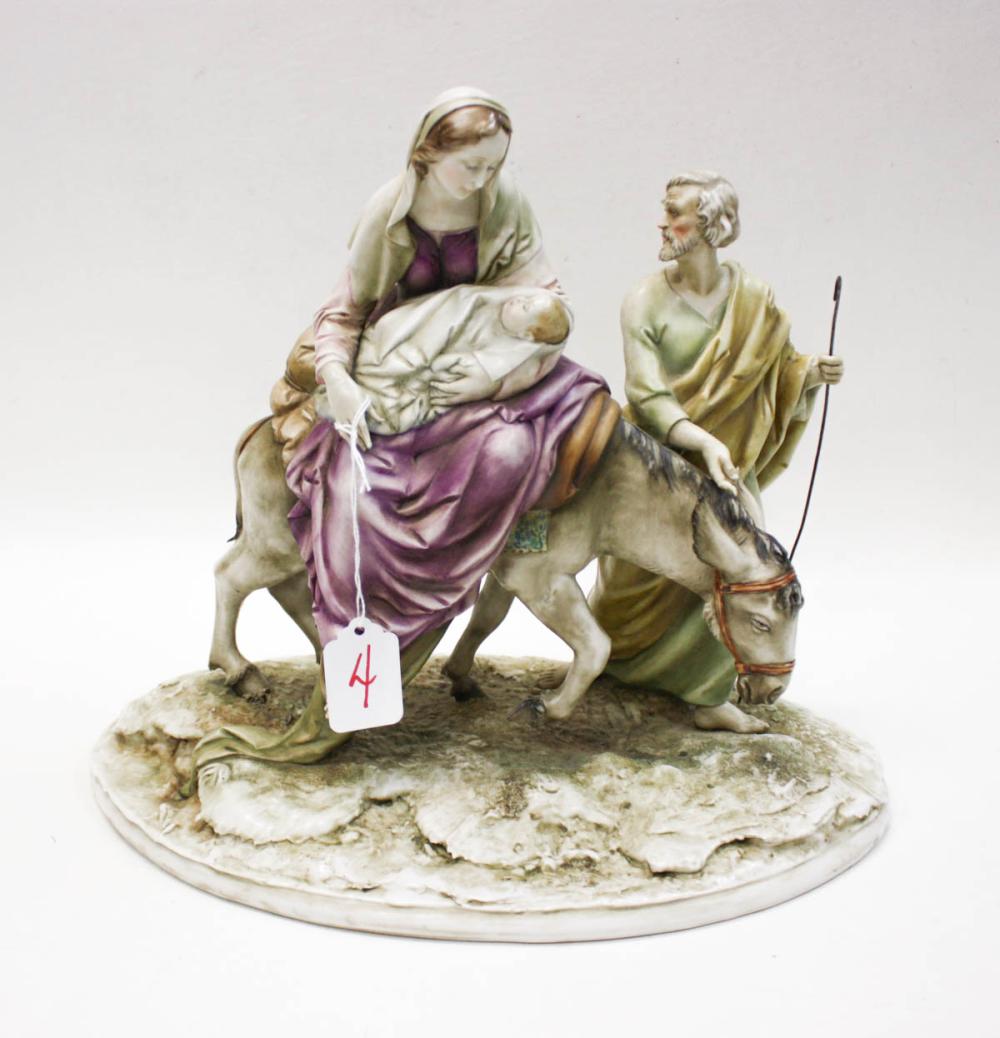 Appraisal: ANTONIA BORSATO PORCELAIN FIGURAL GROUP Flight into Egypt depicting Mary