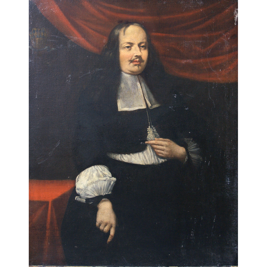 Appraisal: Dutch School th Century Gentleman Seated Before a Red Curtain