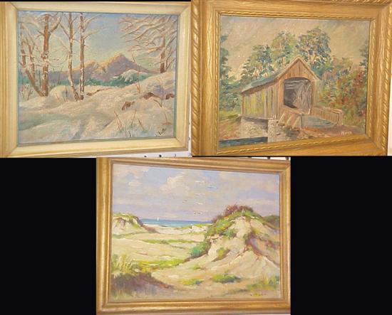 Appraisal: Three small th C oil landscapes Thomas Hurd Connecticut ''Comstock