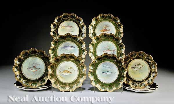 Appraisal: A Set of Twelve Royal Doulton Porcelain Fish Plates early