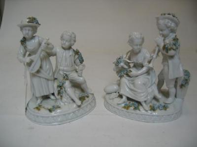 Appraisal: A PAIR OF SITZENDORF WHITE GLAZED PORCELAIN FIGURE GROUPS late