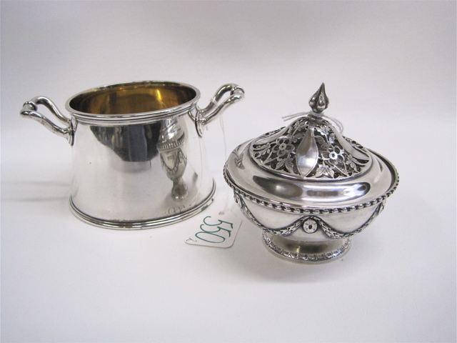 Appraisal: TWO CONTINENTAL SILVER PIECES English covered potpourri jar with pierced