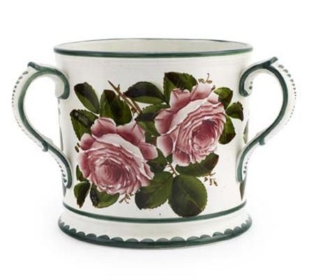 Appraisal: WEMYSS LARGE LOVING CUP CIRCA decorated with cabbage roses impressed