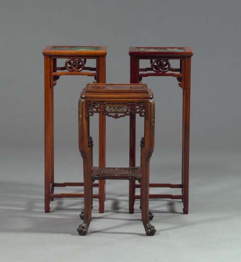 Appraisal: Pair of Asian Mahogany Plant Stands of square form each