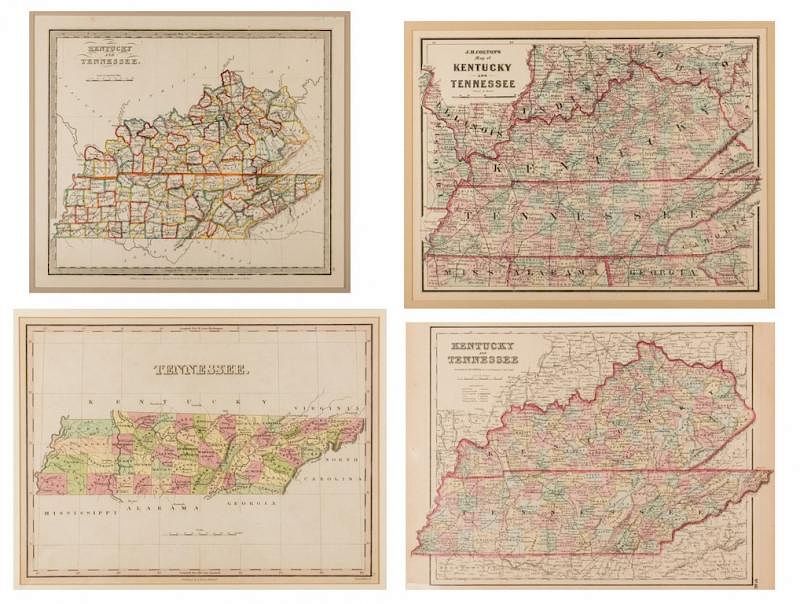 Appraisal: TN KY Maps Framed st item Tennessee Map by Anthony