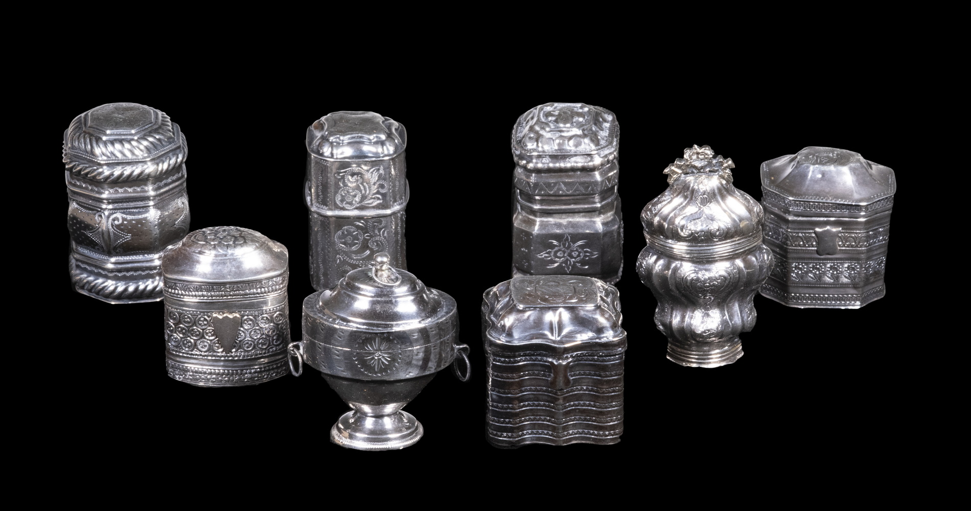 Appraisal: SILVER SNUFF BOXES Collection of th c Dutch -Silver Lidded