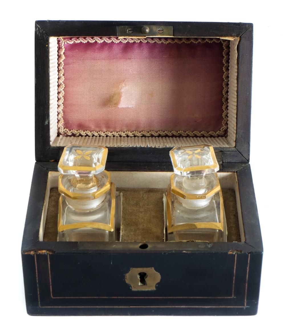 Appraisal: PAIR FRENCH GILT ENAMEL SCENT BOTTLES IN BOXPair of late