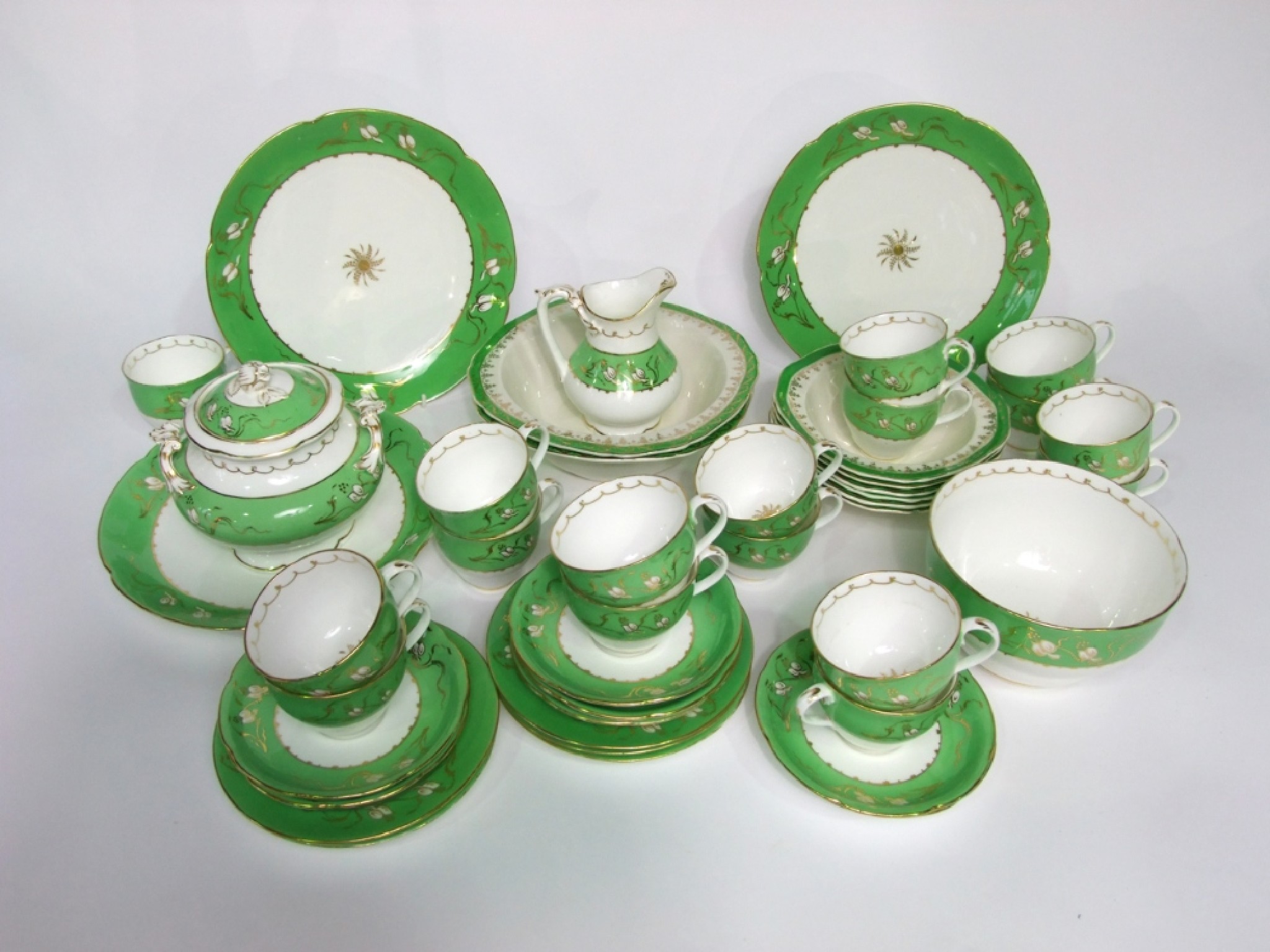 Appraisal: A quantity of Victorian tea wares with green and gilt