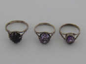 Appraisal: Three silver stone or paste set rings