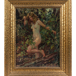 Appraisal: Glen Scheffer American - Woodland Nymph oil on canvasboard signed