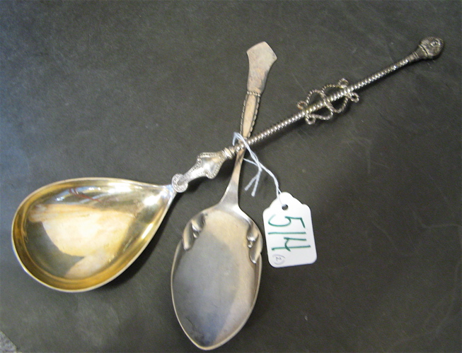 Appraisal: TWO DANISH STERLING SILVER SERVING SPOONS a salad spoon with