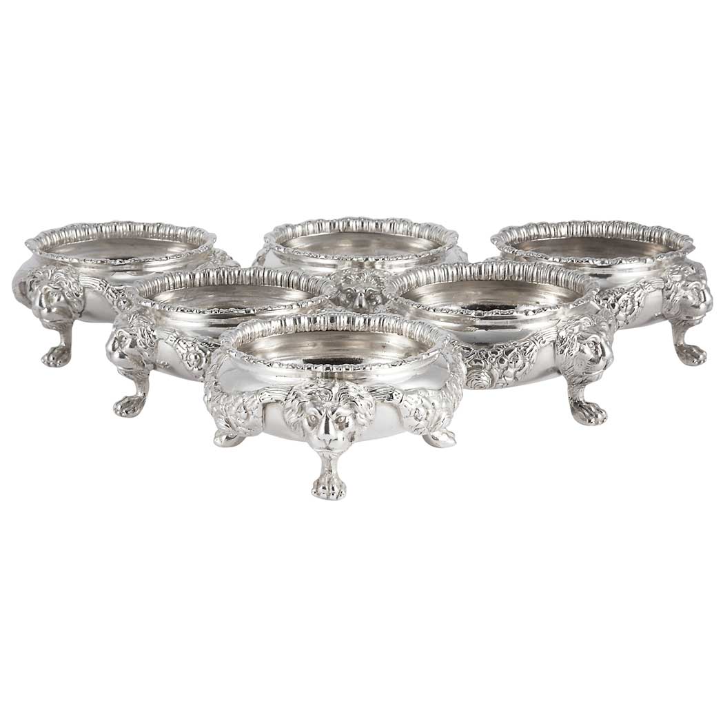 Appraisal: Set of Six Victorian Silver Plated Salts Elkington Co Each