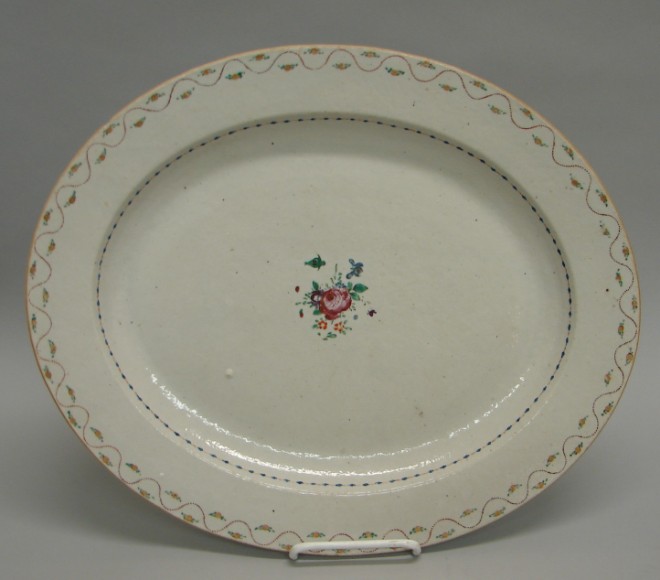 Appraisal: Platter features central floral grouping with bird complementing borders x