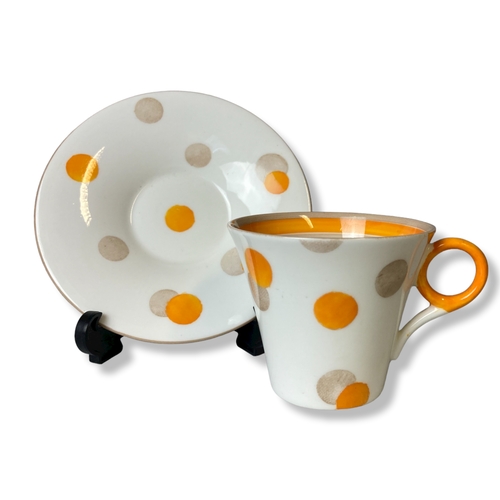 Appraisal: Shelley Porcelain Art Deco Orange Polka Dot Coffee cup Saucer