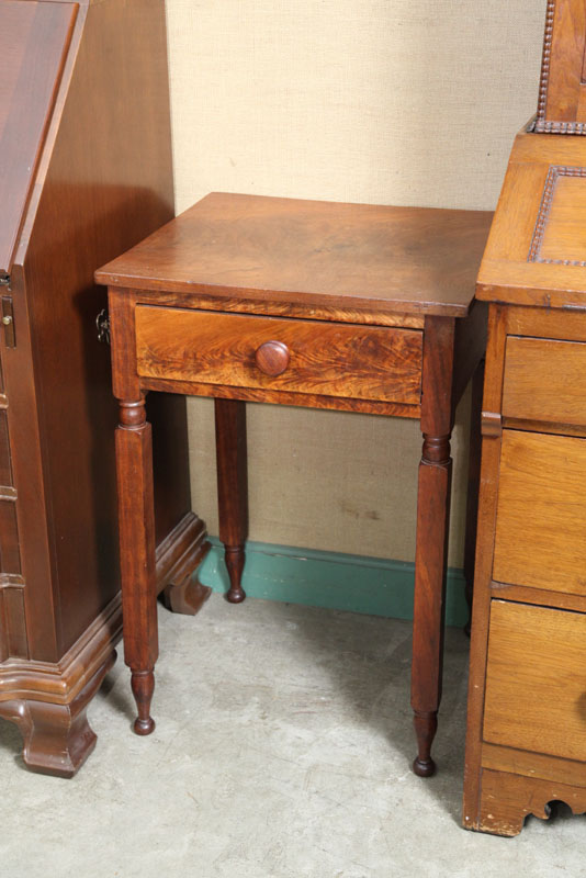 Appraisal: ONE DRAWER STAND Walnut with wooden pull on square legs