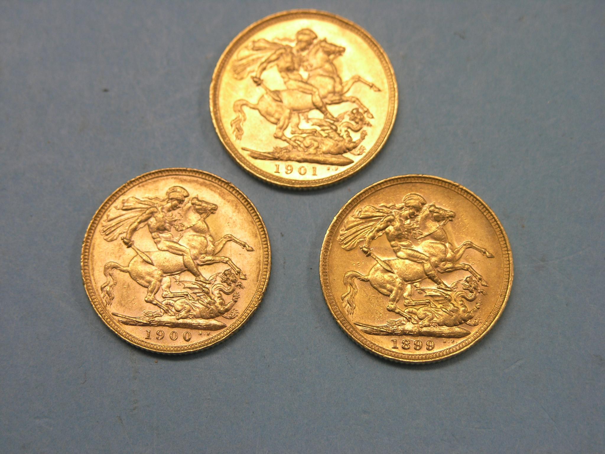 Appraisal: Three Victorian gold Sovereigns former Melbourne mint