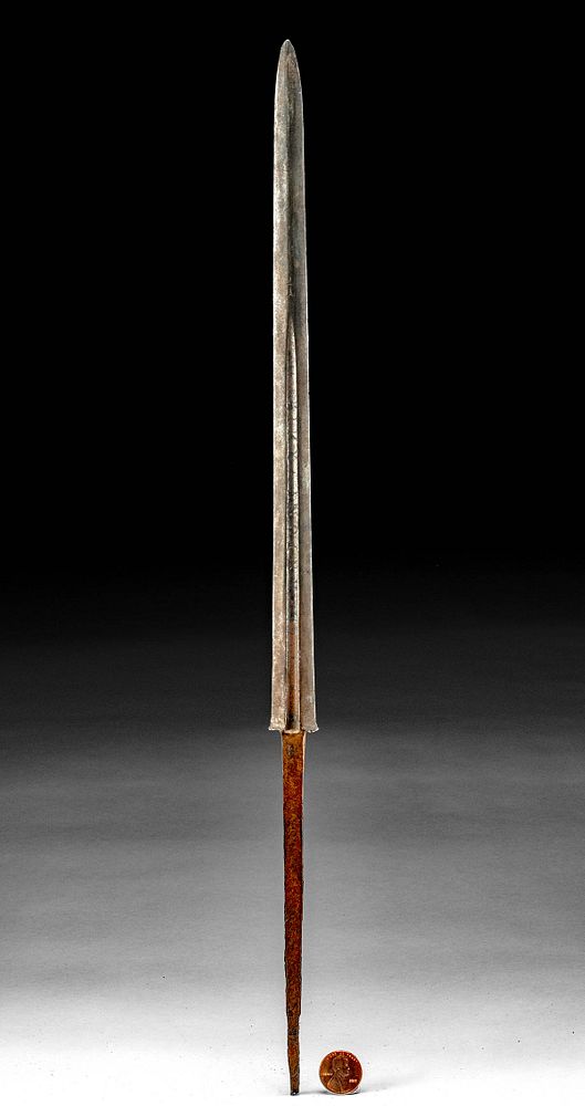 Appraisal: th C European Iron Short Sword Blade w Inscription Originally