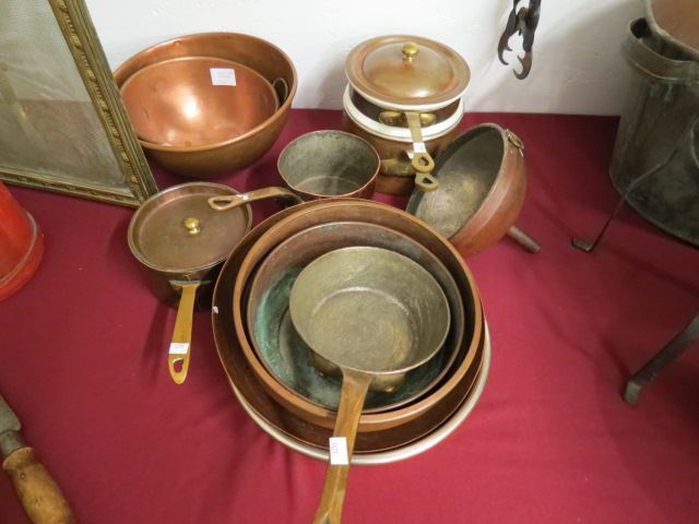 Appraisal: pcs Copper Cookware including double boiler bowls pans and funnel