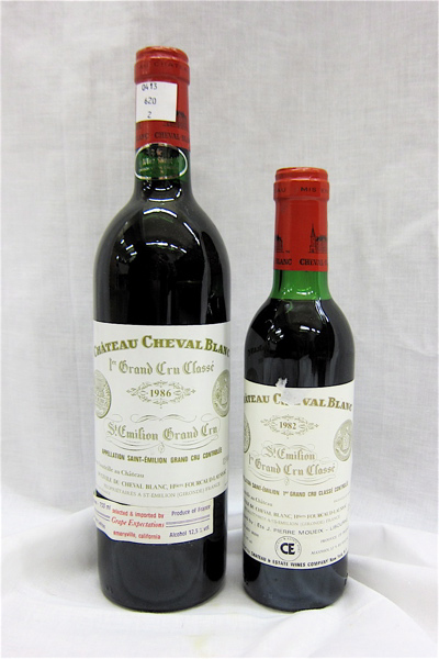 Appraisal: TWO BOTTLES VINTAGE FRENCH RED BORDEAUX WINE Chateau Cheval Blanc