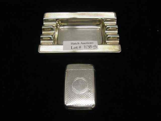 Appraisal: English Sterling Silver Match Safe Ashtray deco era excellent