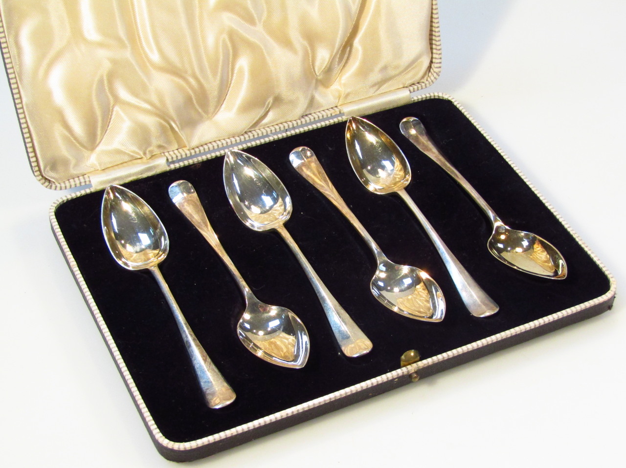 Appraisal: A cased set of six George VI silver grape fruit