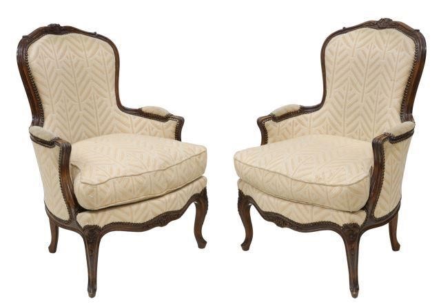 Appraisal: pair French Louis XV style armchairs early th c carved